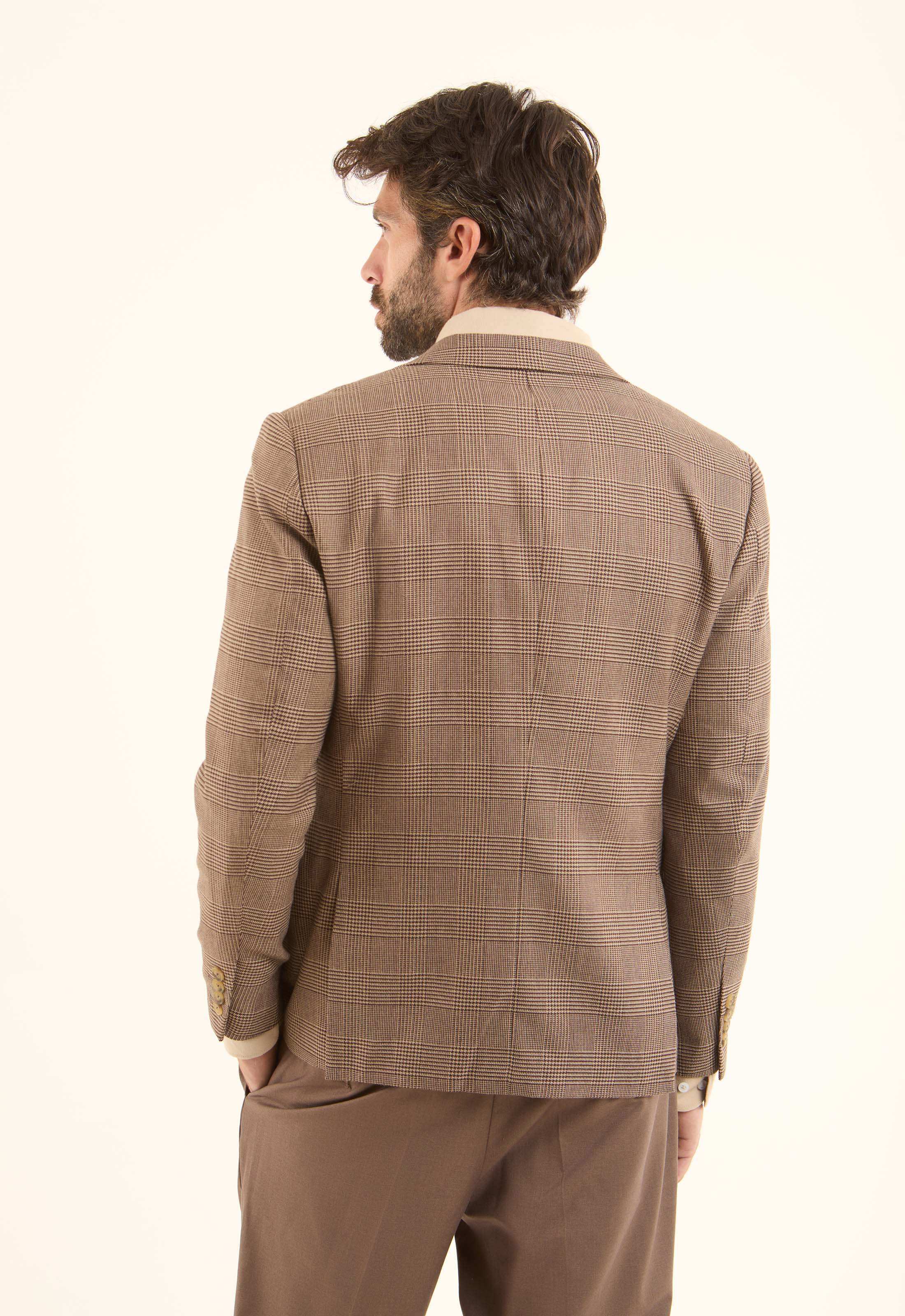 Wool-Blend Checked Tailored Blazer