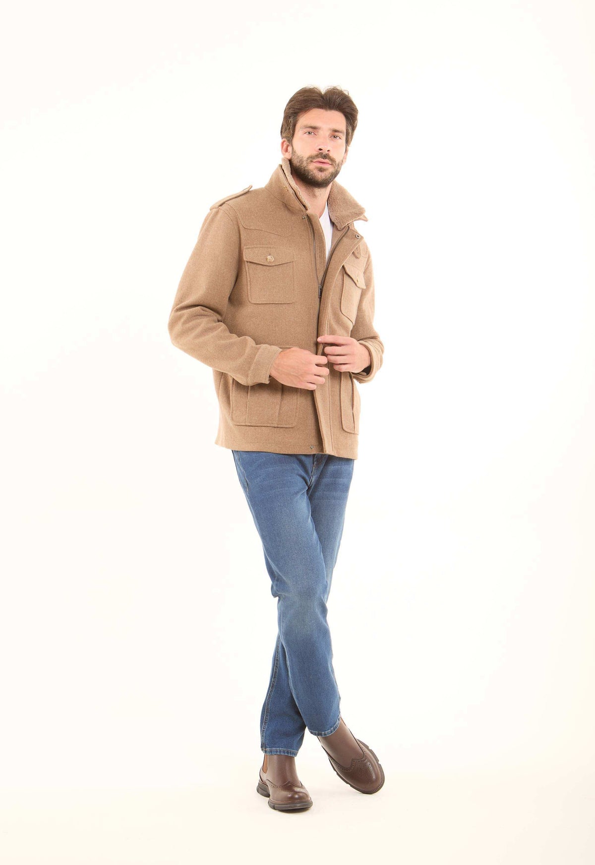 Wool-Blend Utility Jacket