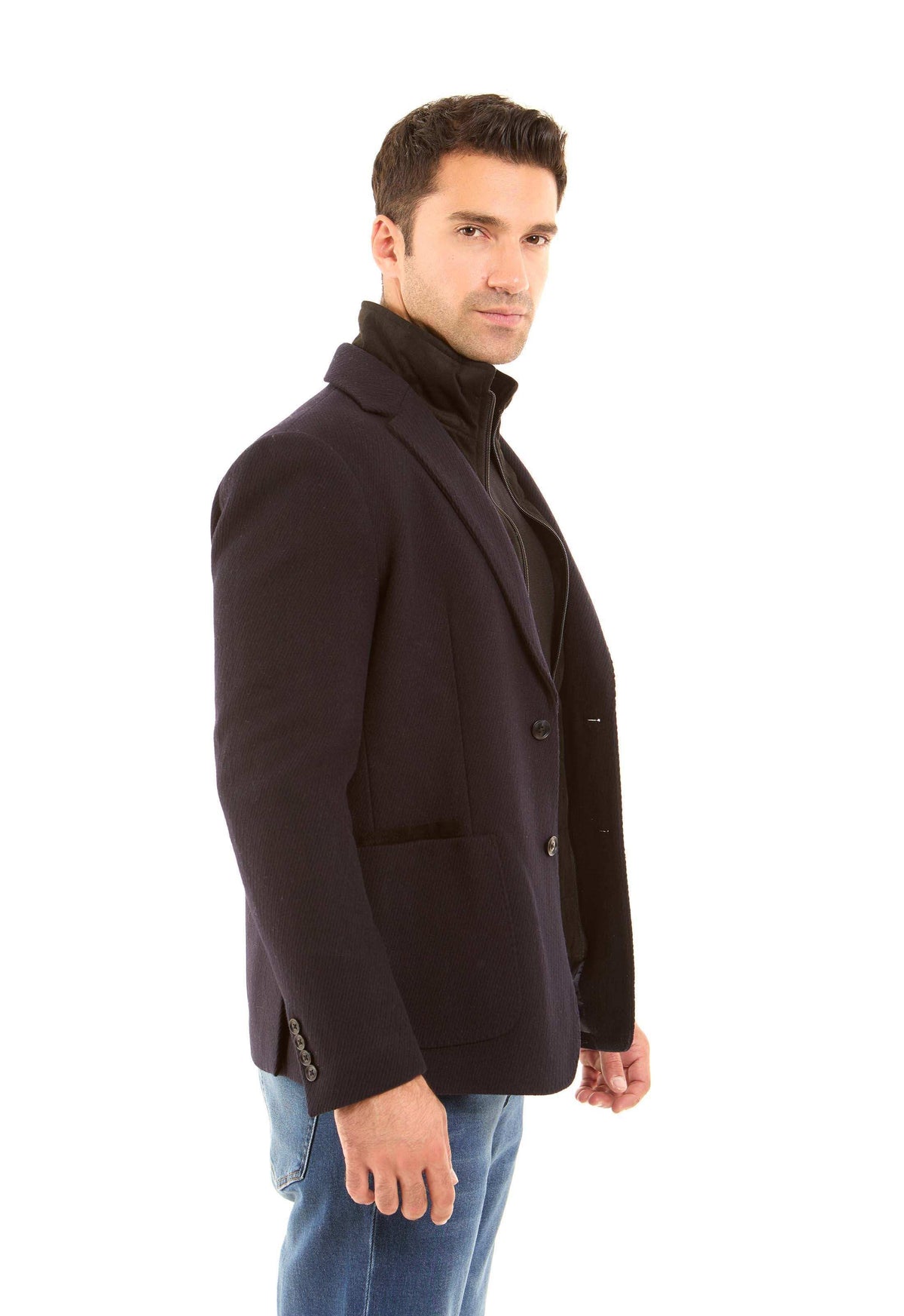 Wool-Blend Layered-Look Tailored Blazer