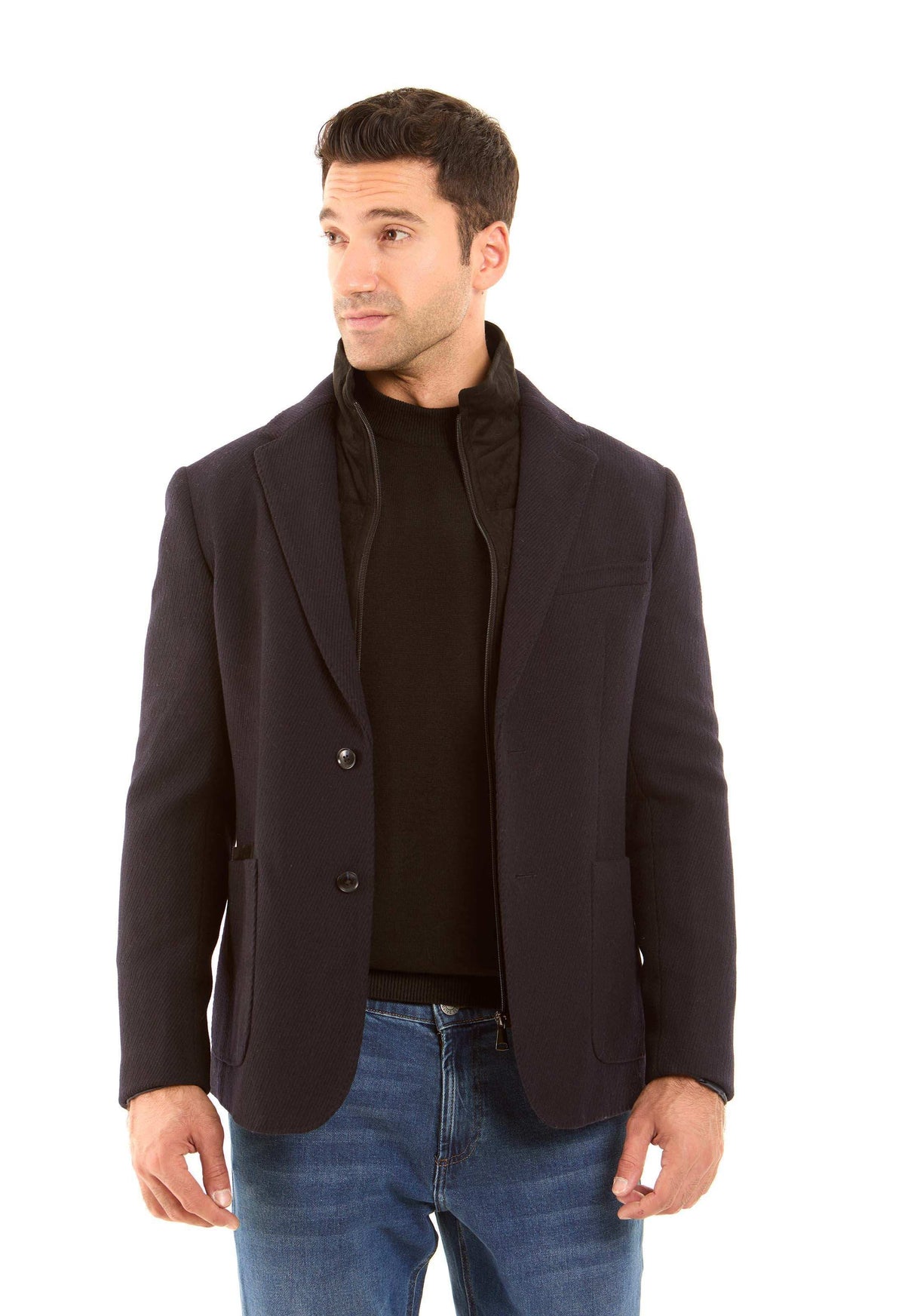 Wool-Blend Layered-Look Tailored Blazer