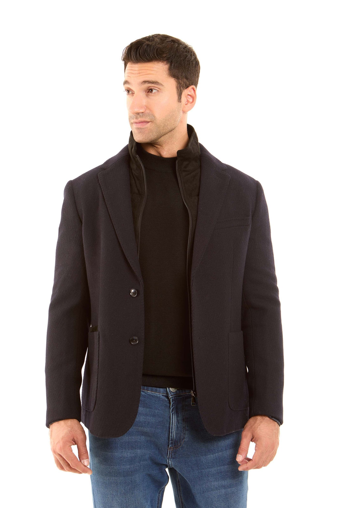 Wool-Blend Layered-Look Tailored Blazer