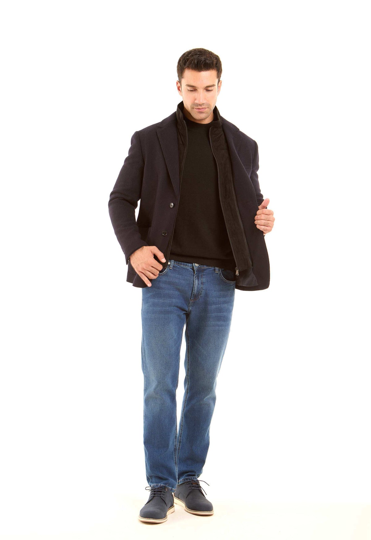 Wool-Blend Layered-Look Tailored Blazer