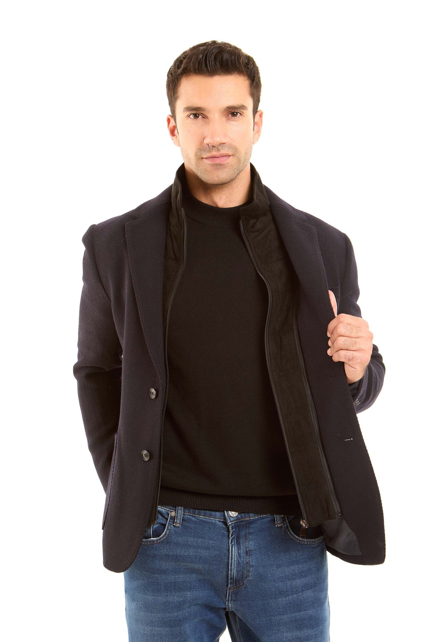 Wool-Blend Layered-Look Tailored Blazer