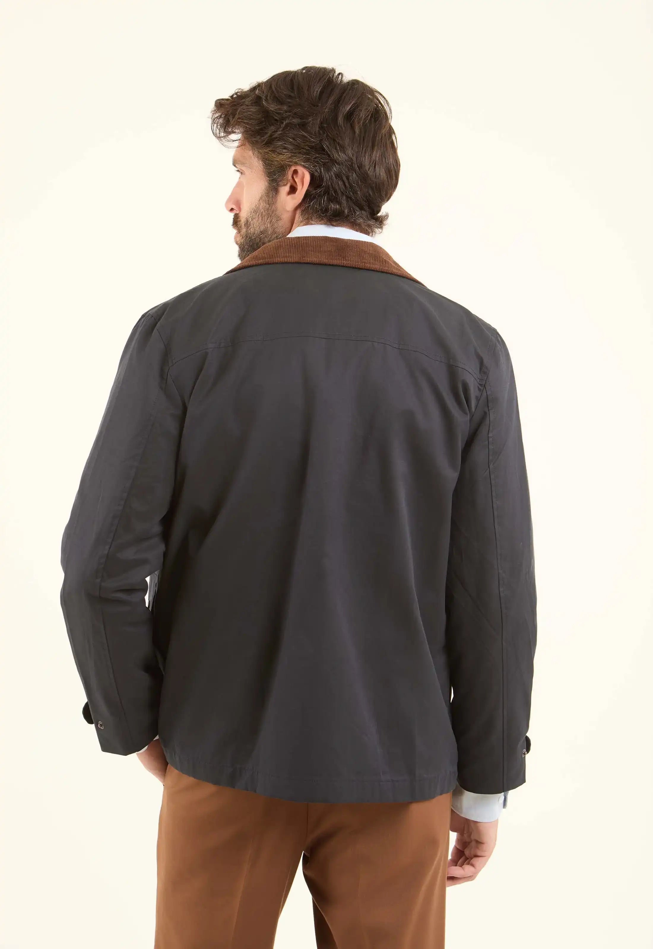 Cotton-Blend Field Jacket with Corduroy Collar