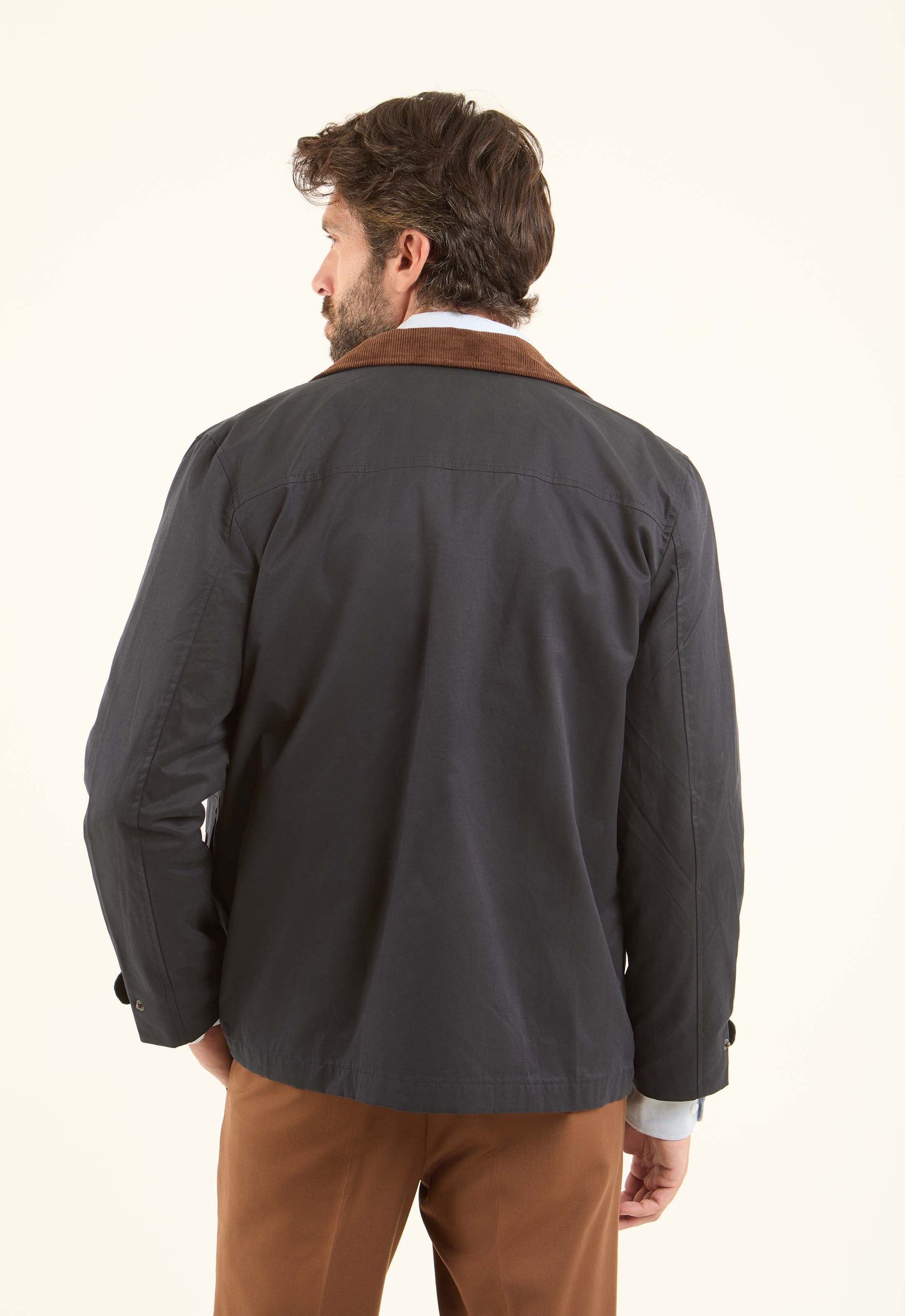 Cotton-Blend Field Jacket with Corduroy Collar