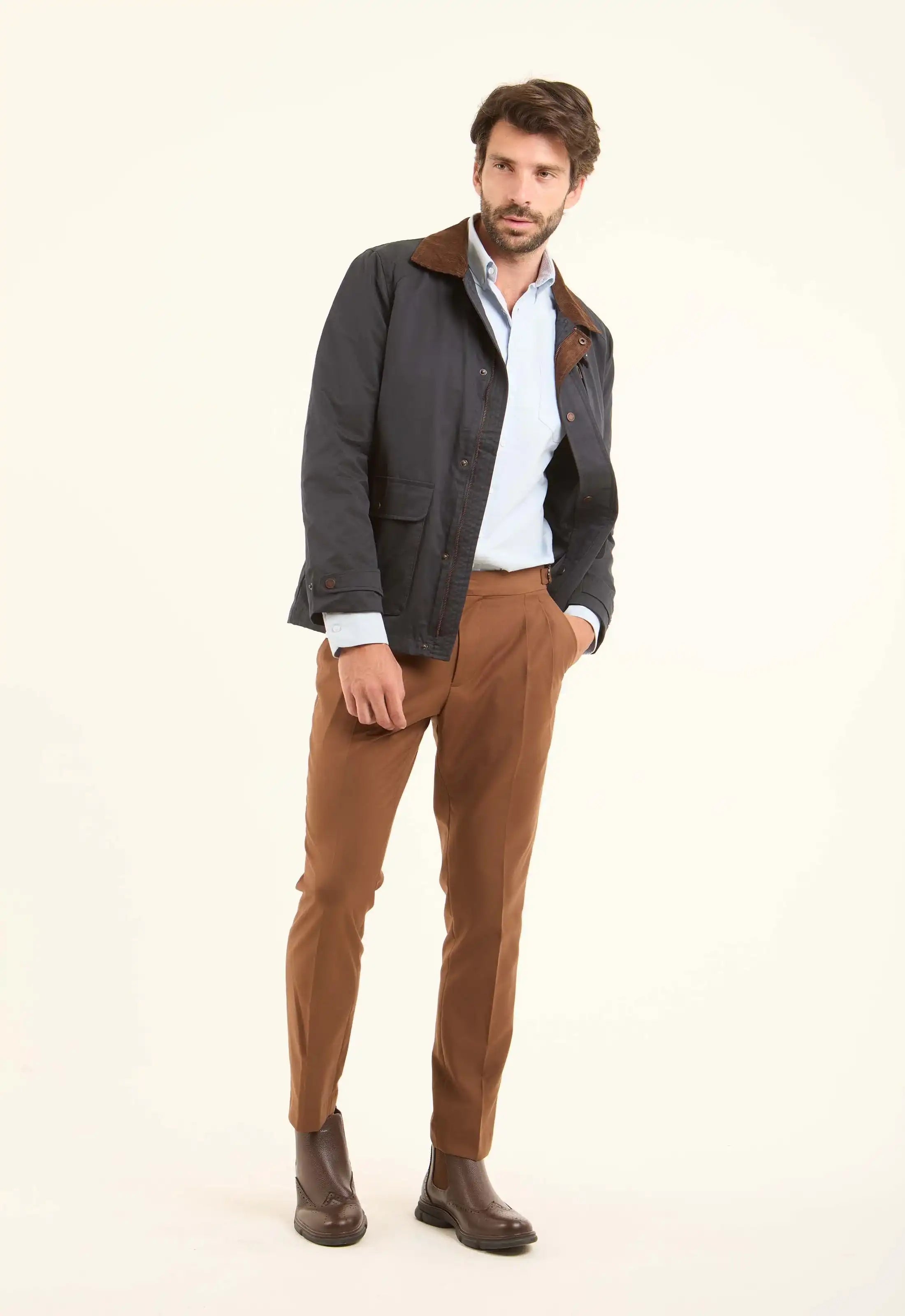 Cotton-Blend Field Jacket with Corduroy Collar