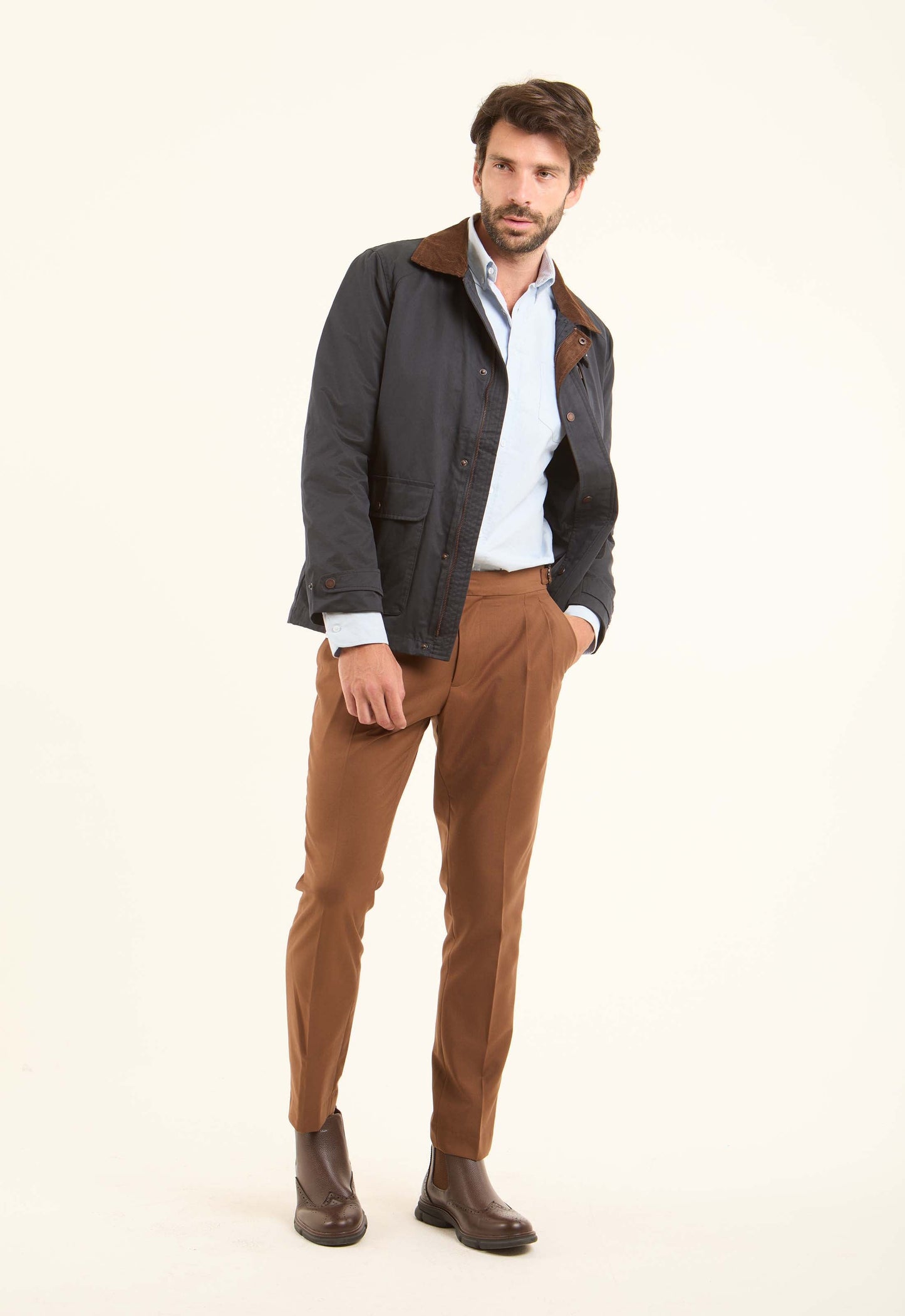 Cotton-Blend Field Jacket with Corduroy Collar