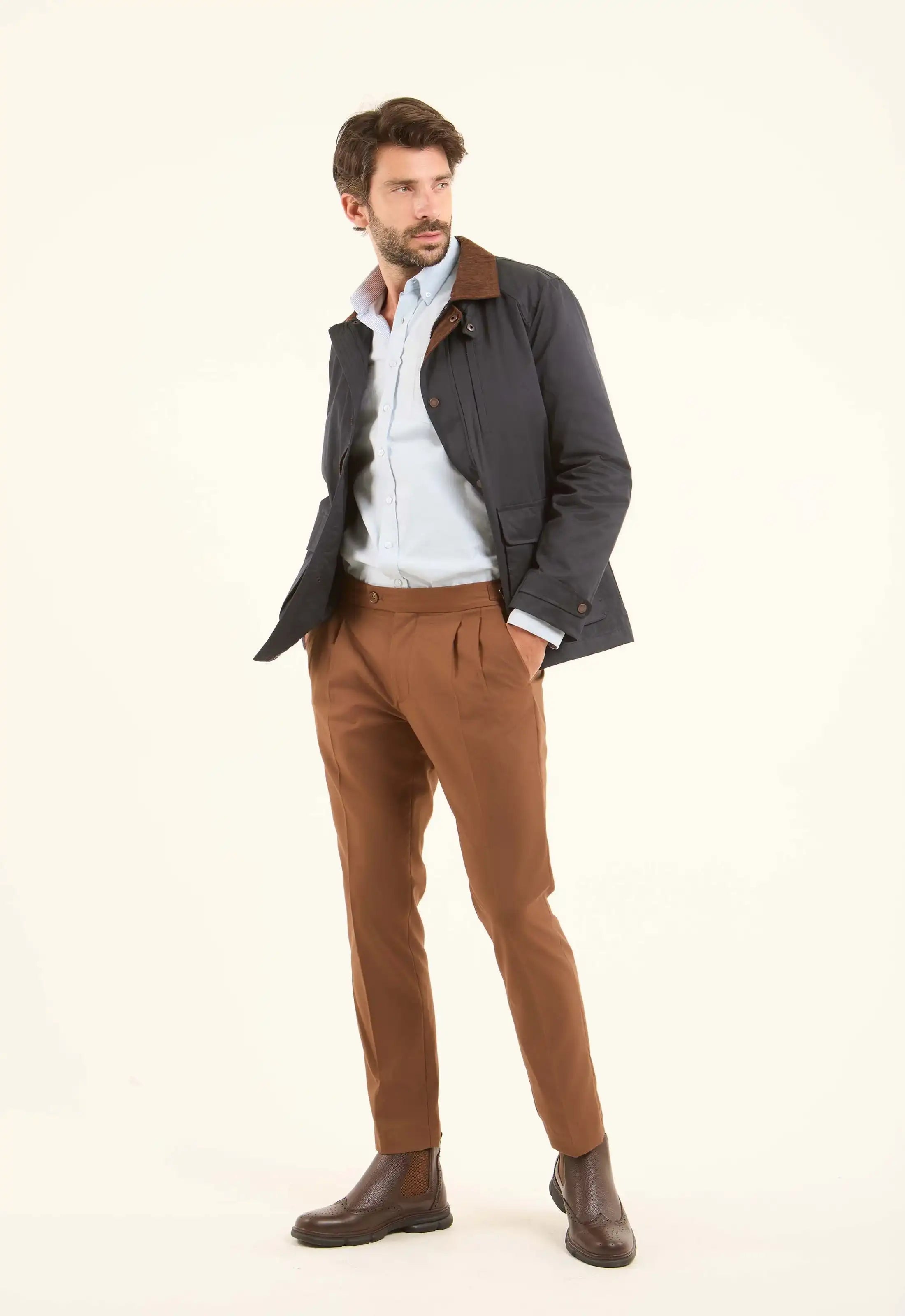 Cotton-Blend Field Jacket with Corduroy Collar