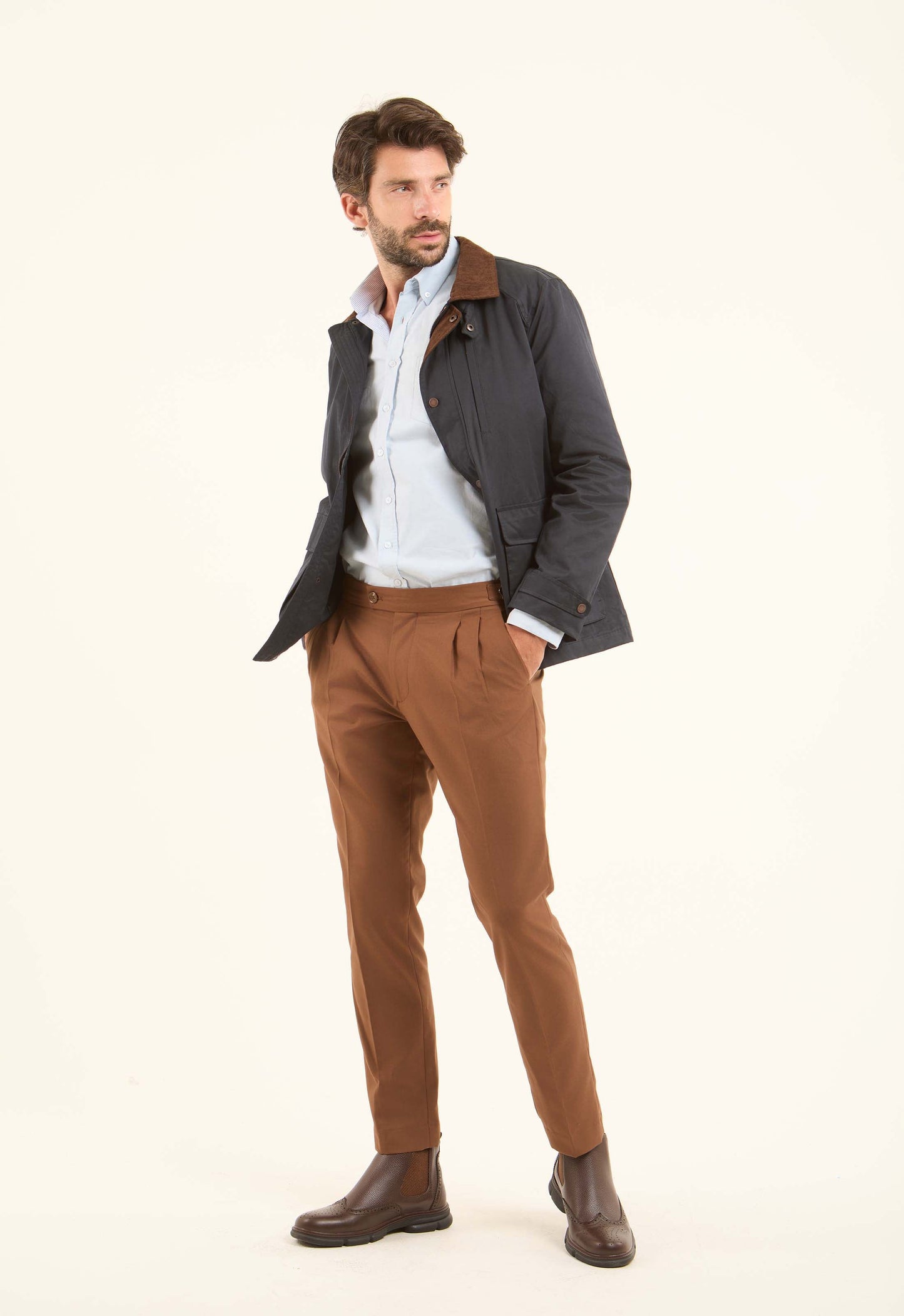 Cotton-Blend Field Jacket with Corduroy Collar