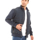 Padded Mixed-Fabric Zip Jacket