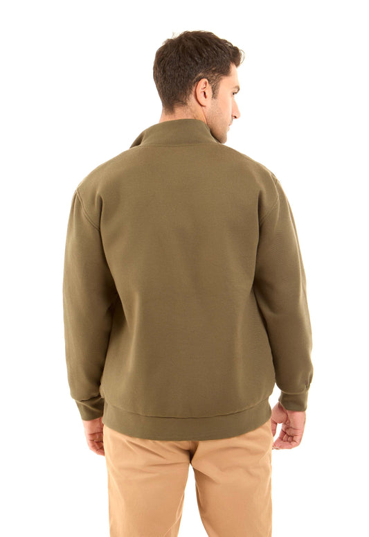 Padded Mixed-Fabric Zip Jacket