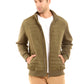 Padded Mixed-Fabric Zip Jacket
