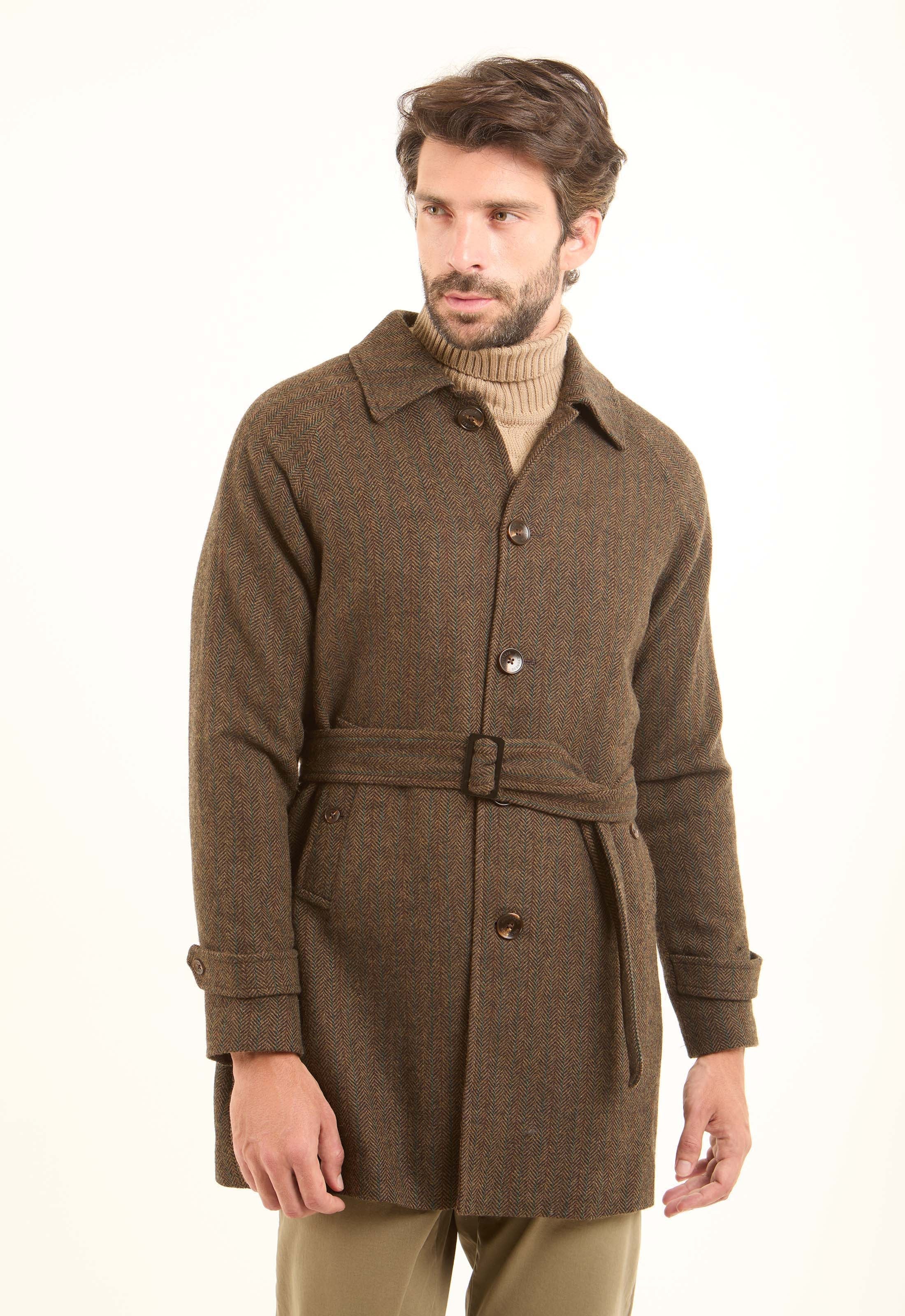 Wool-Blend Textured Belted Coat