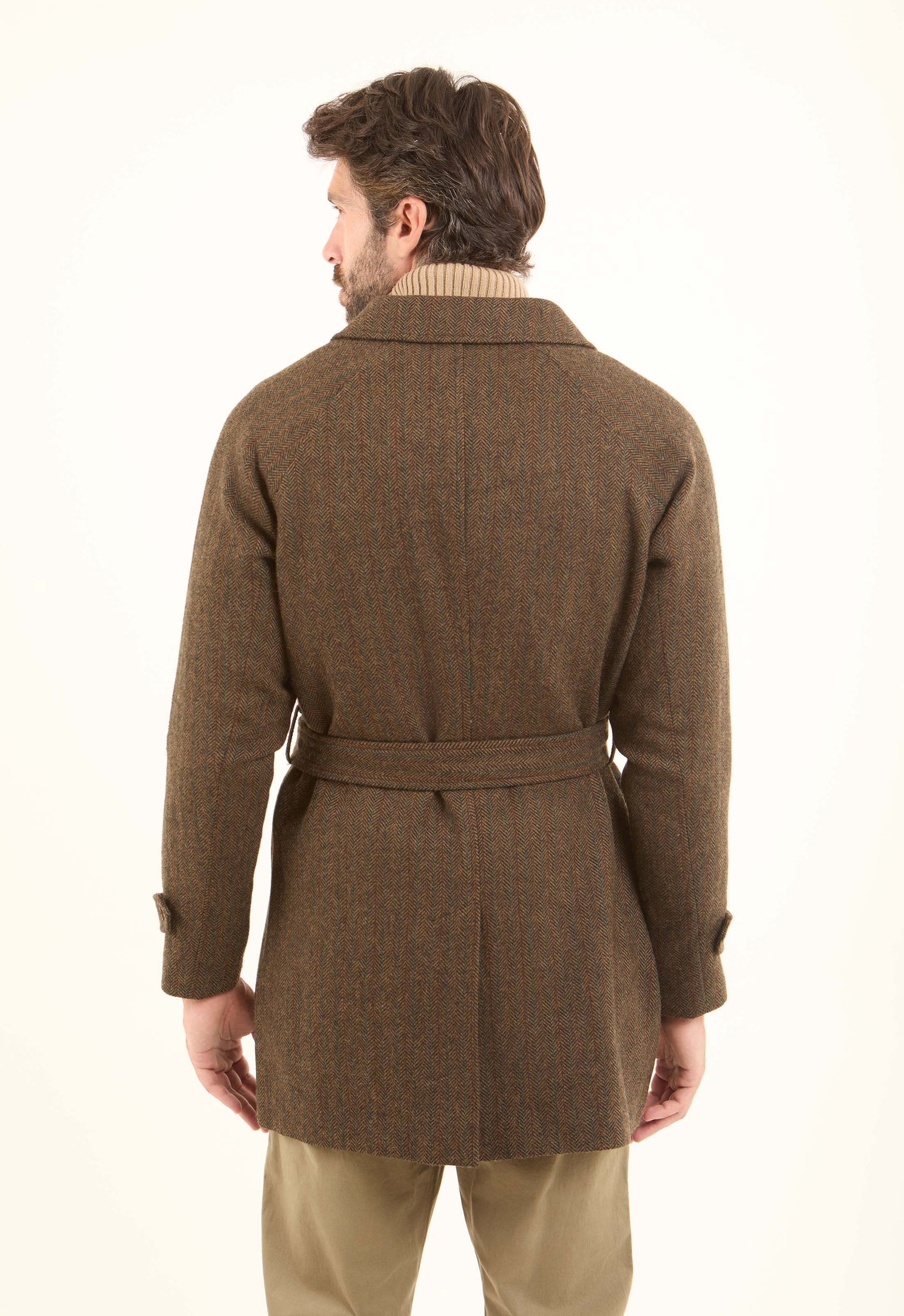 Wool-Blend Textured Belted Coat