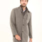 Wool-Blend Textured Stand-Collar Coat