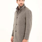 Wool-Blend Textured Stand-Collar Coat
