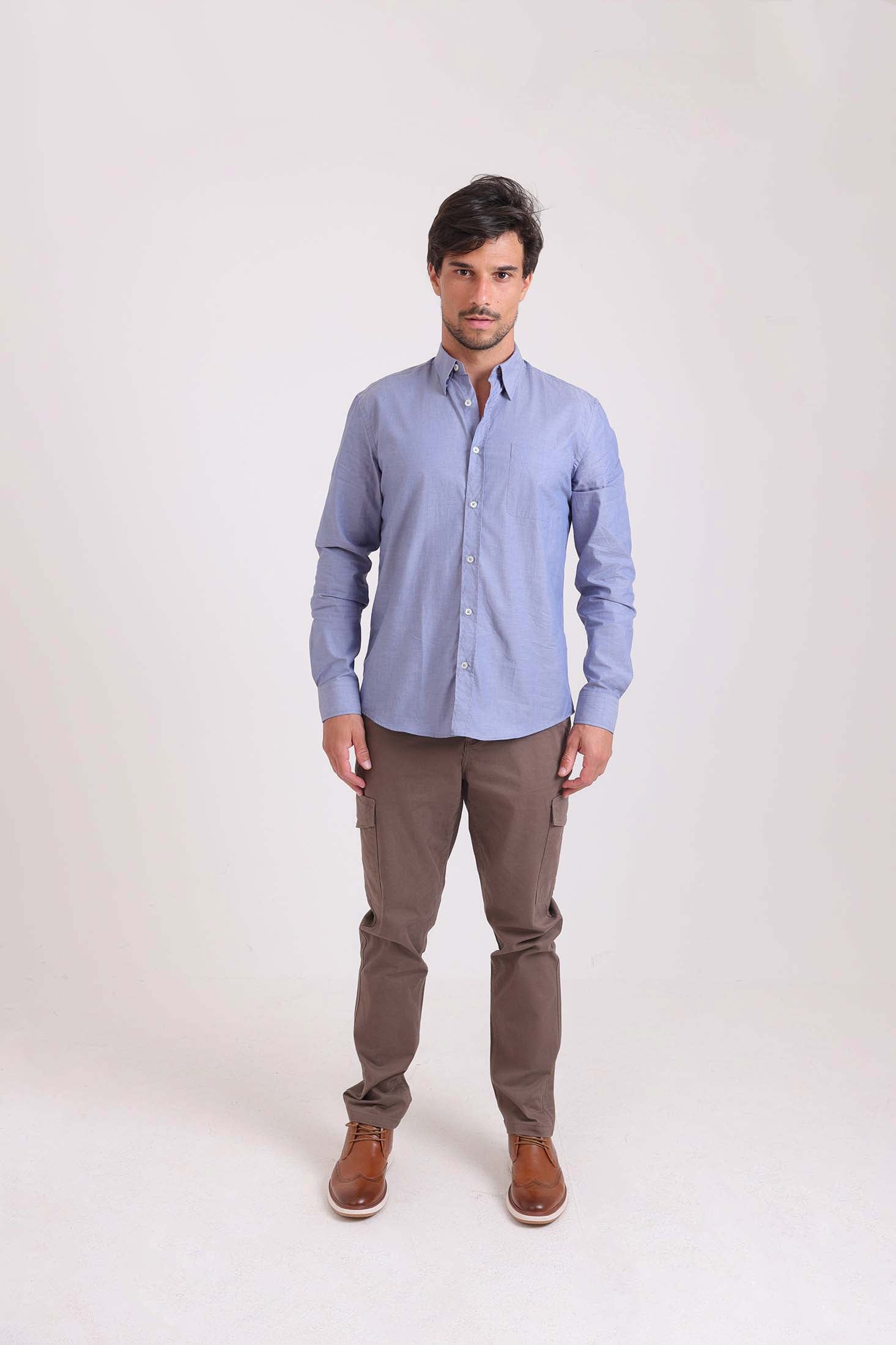 Solid Slim Cargo Pants with Pockets