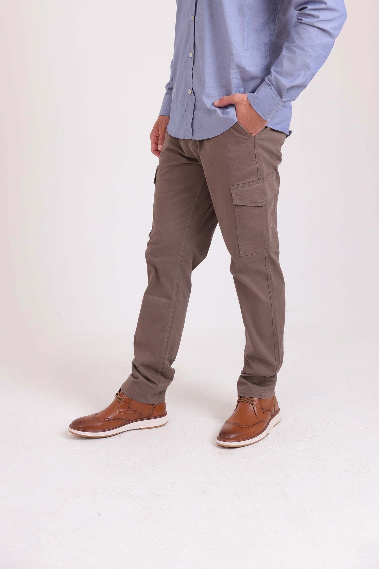 Solid Slim Cargo Pants with Pockets