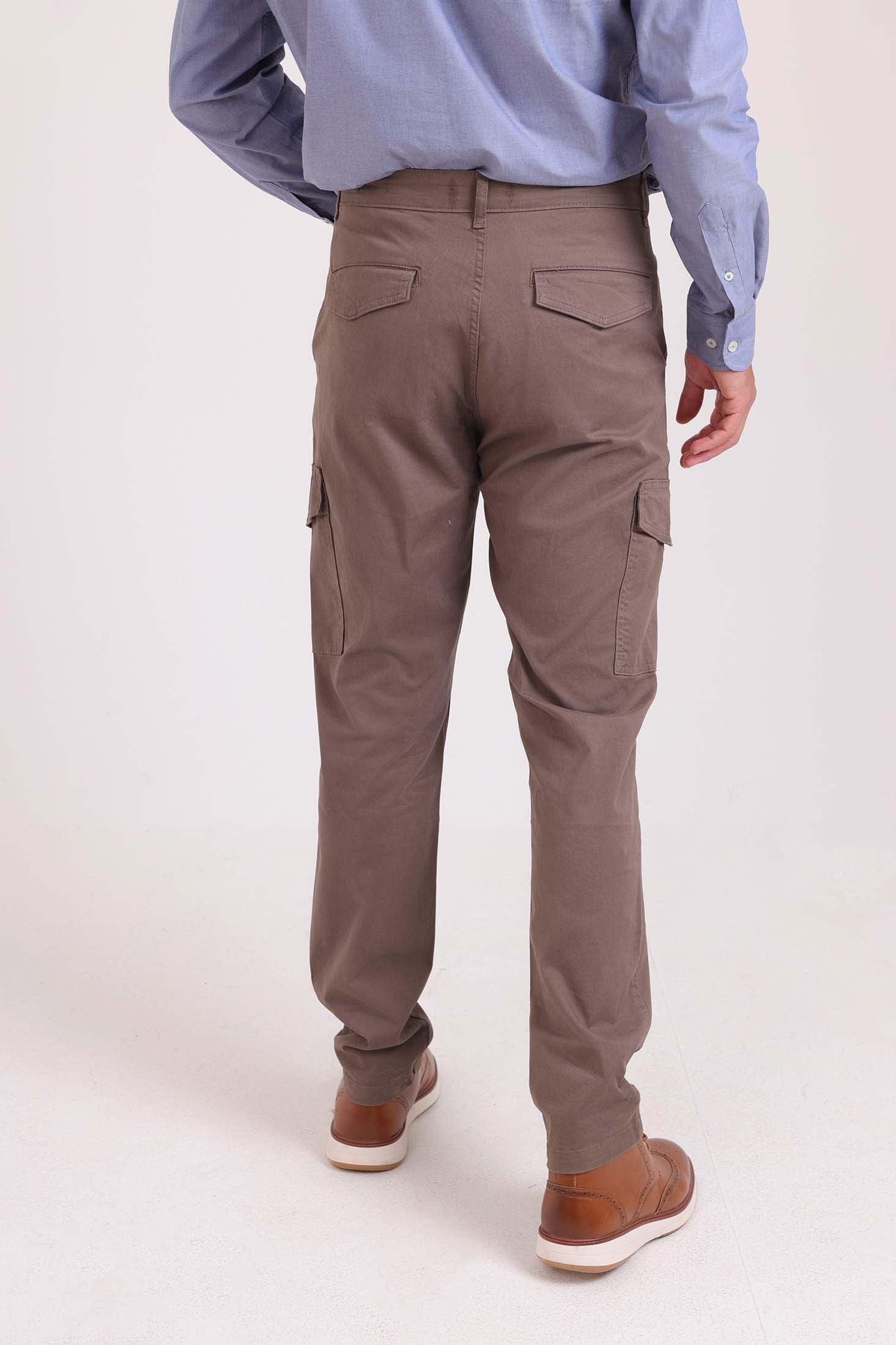 Solid Slim Cargo Pants with Pockets