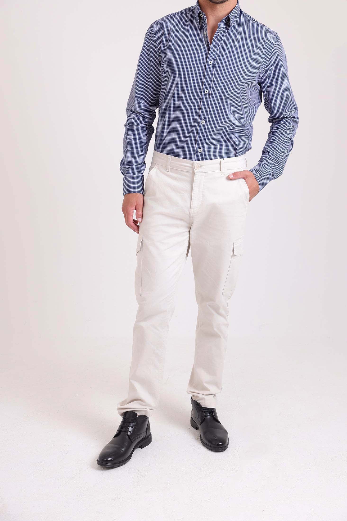 Solid Slim Cargo Pants with Pockets