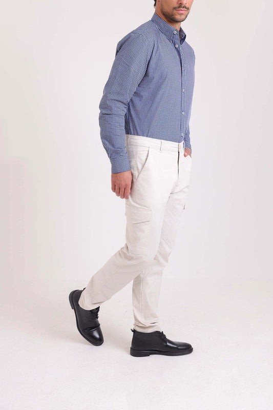 Solid Slim Cargo Pants with Pockets