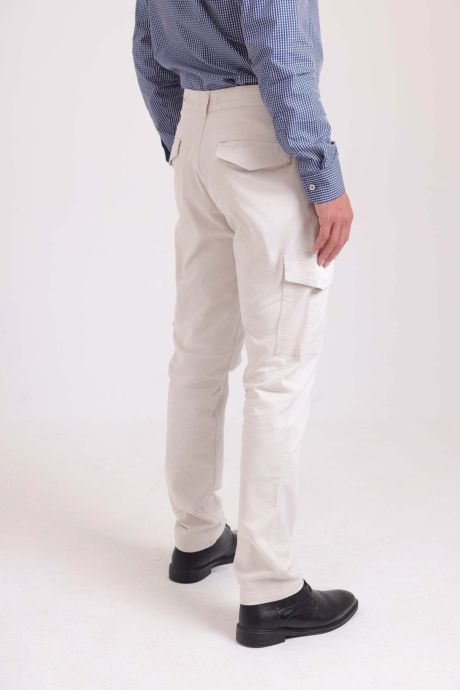 Solid Slim Cargo Pants with Pockets