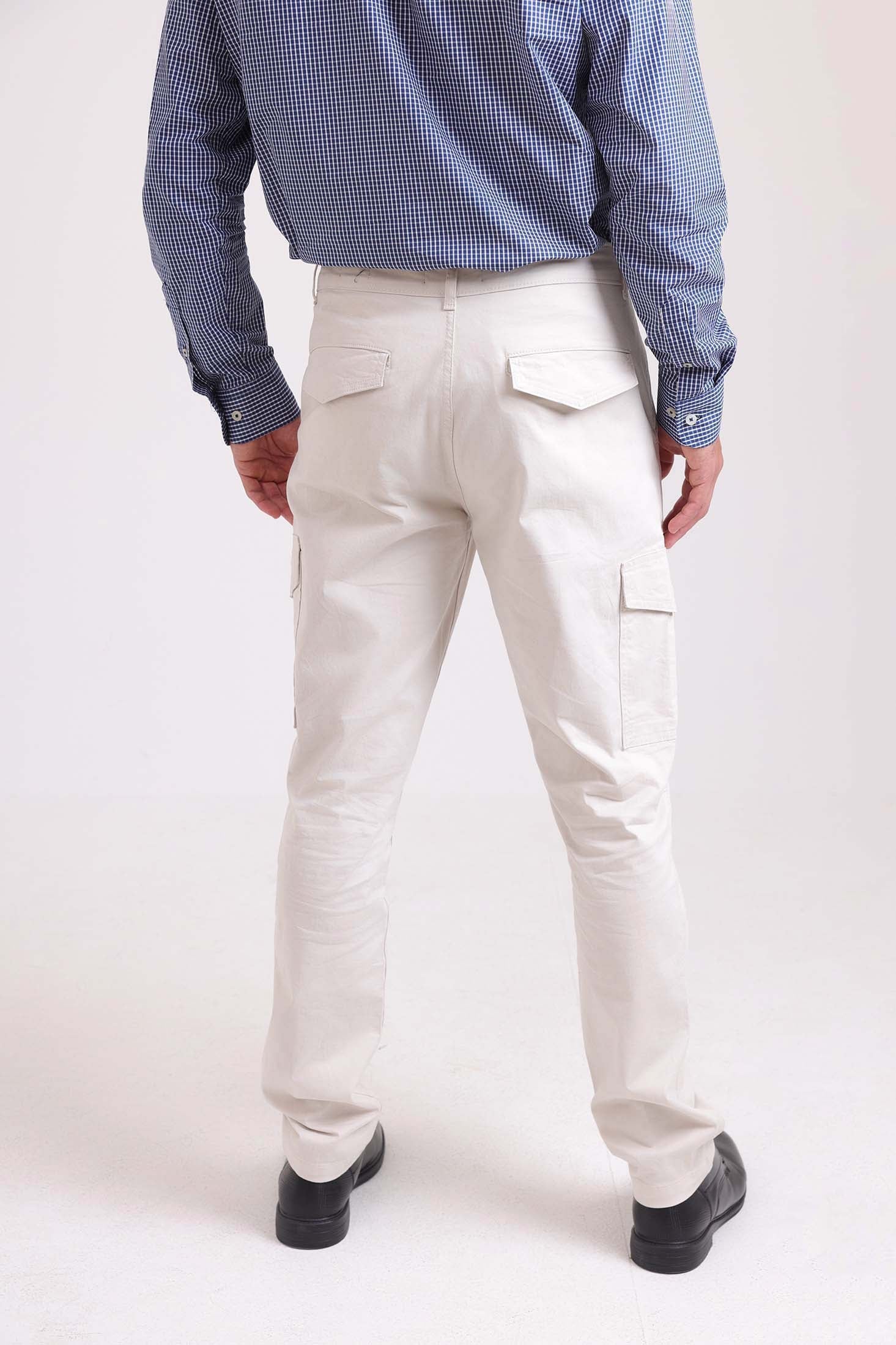 Solid Slim Cargo Pants with Pockets