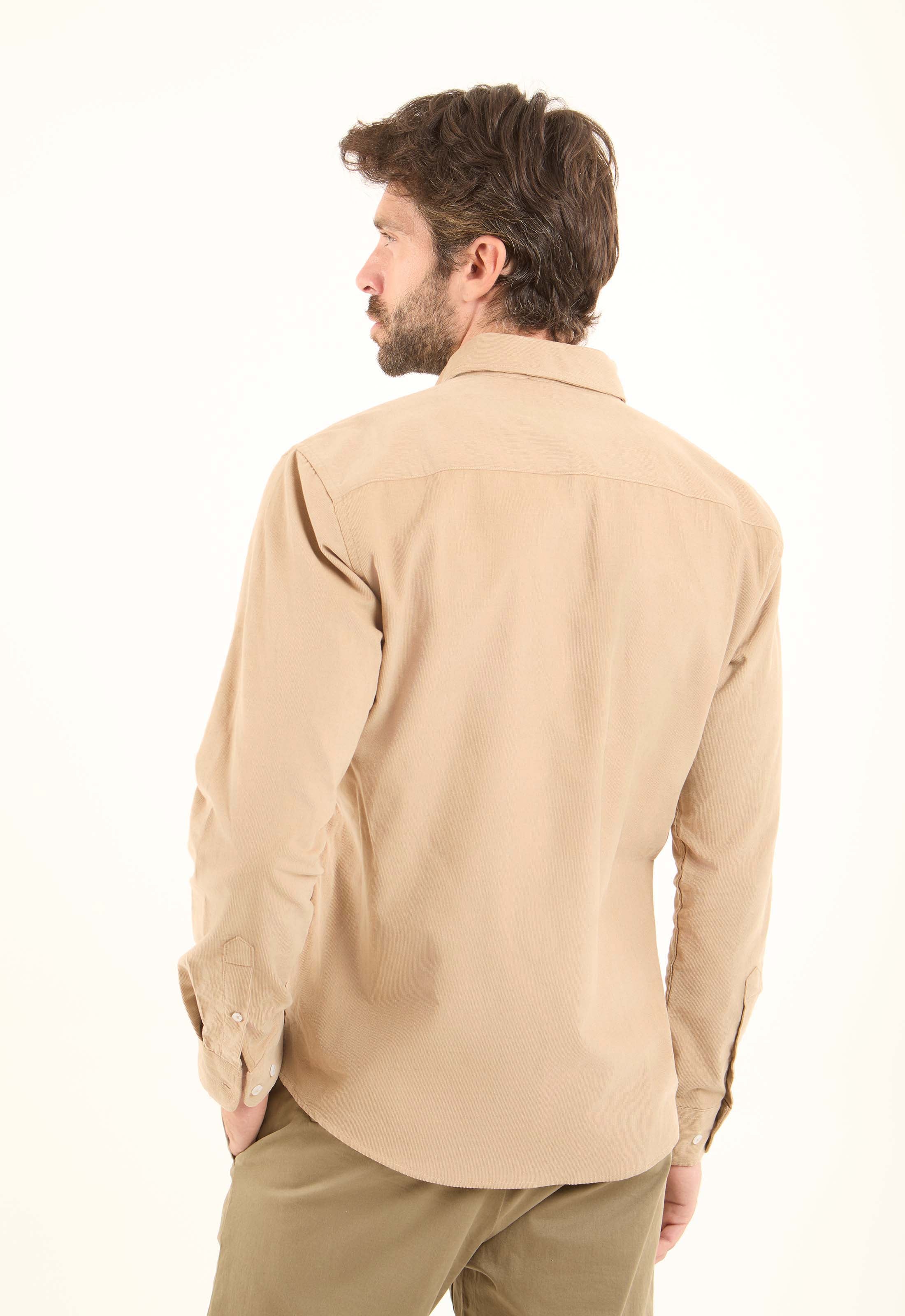 Simple Ribbed Long Sleeves Cotton Shirt