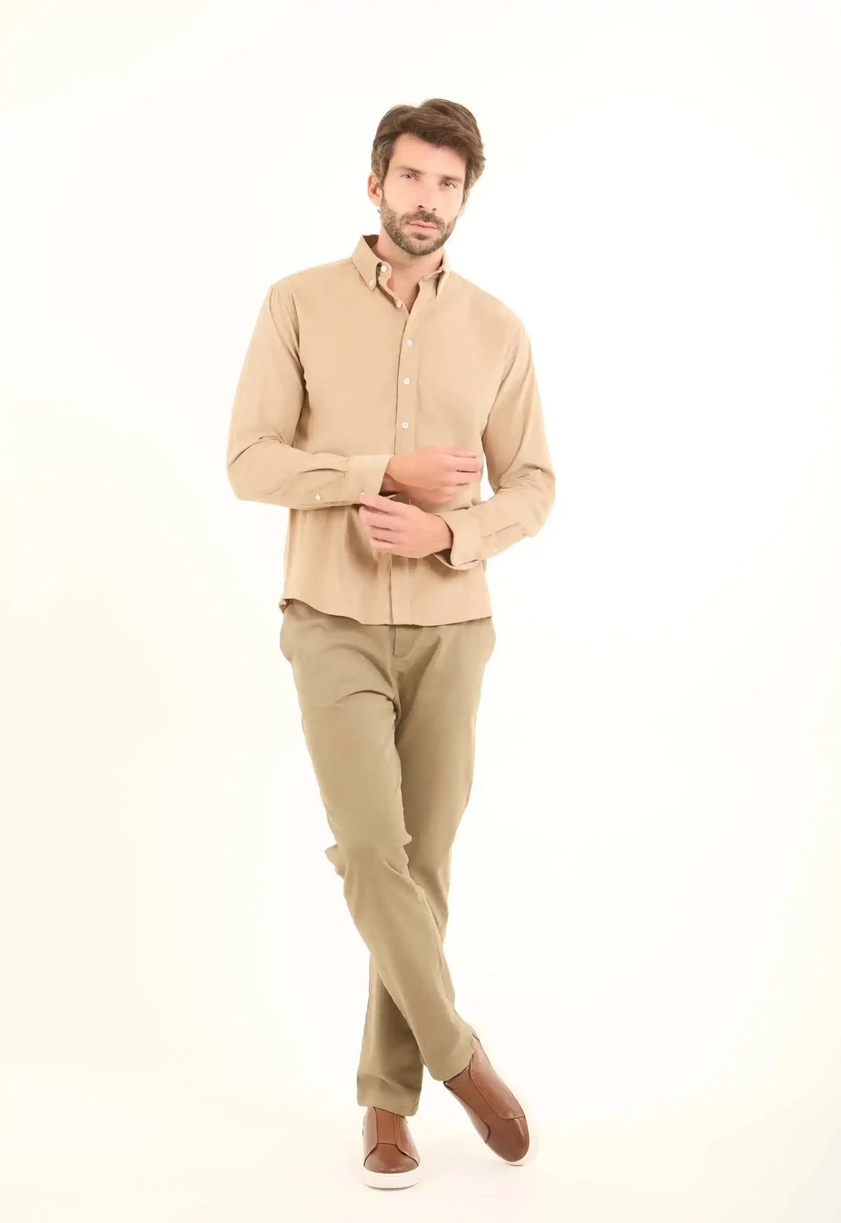 Simple Ribbed Long Sleeves Cotton Shirt
