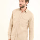 Solid Regular Cotton Shirt with Buttoned Pocket