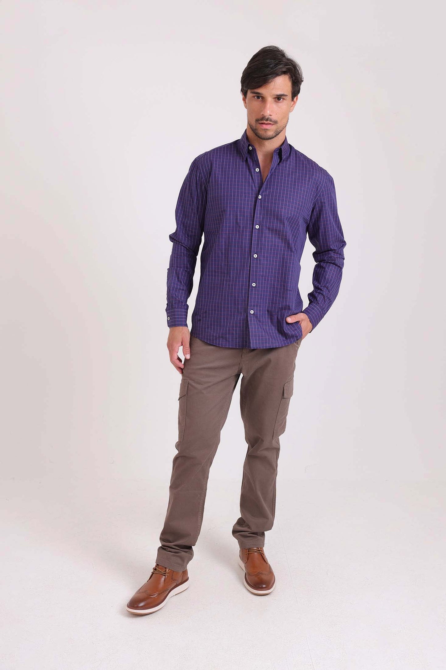 Long Sleeves Checkered Buttoned Shirt