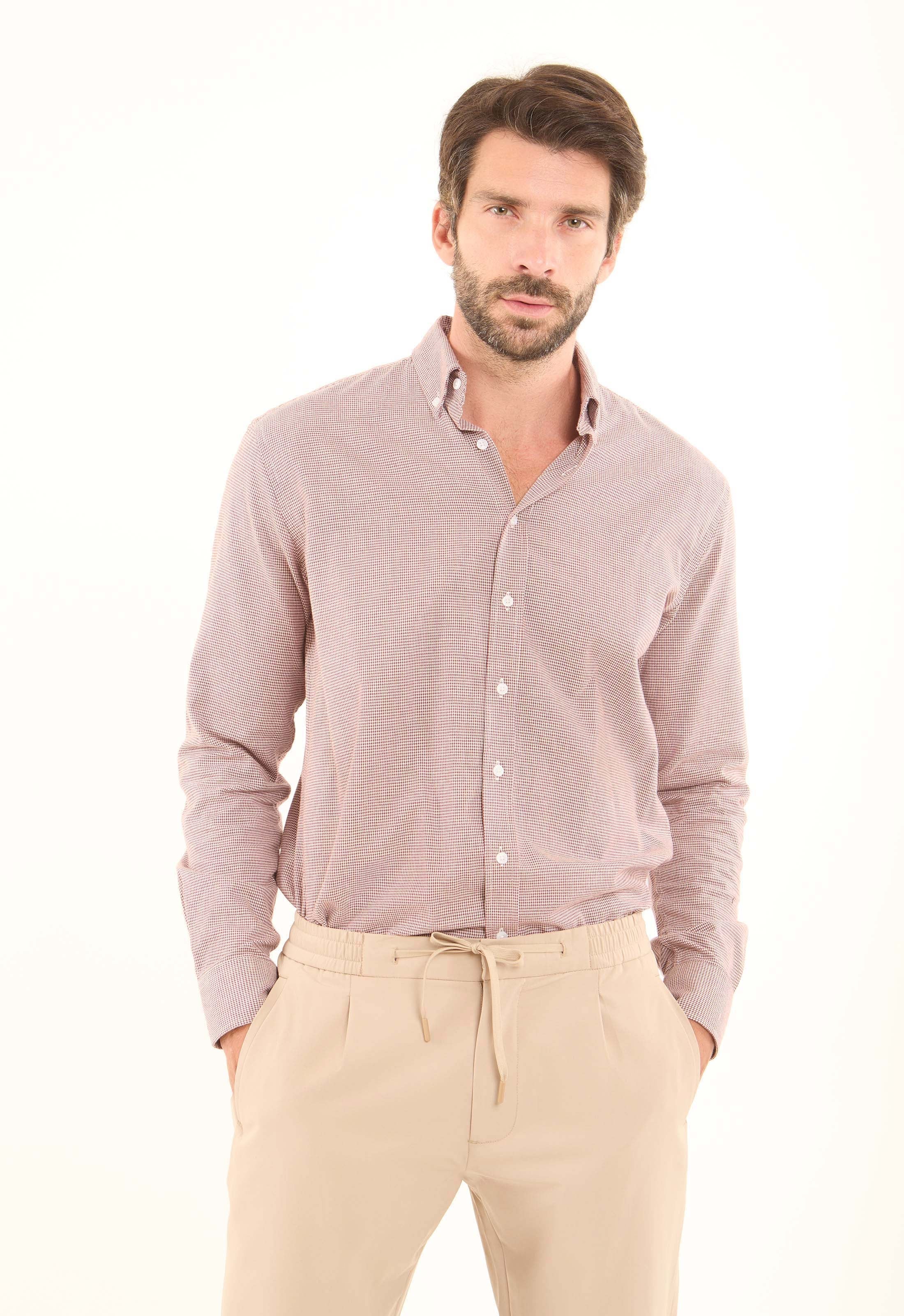 Patterned Long Sleeves Shirt with Classic Collar