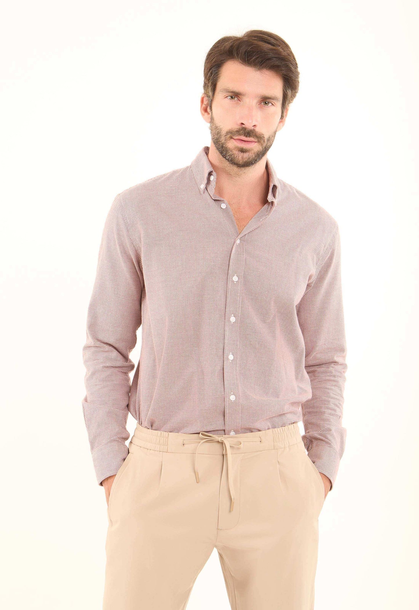 Patterned Long Sleeves Shirt with Classic Collar