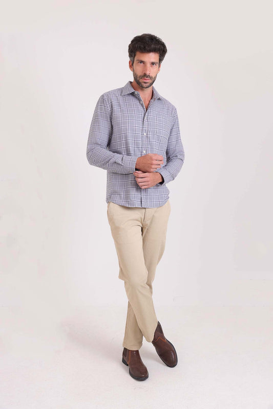 Long Sleeves Plaids Shirt with Pocket