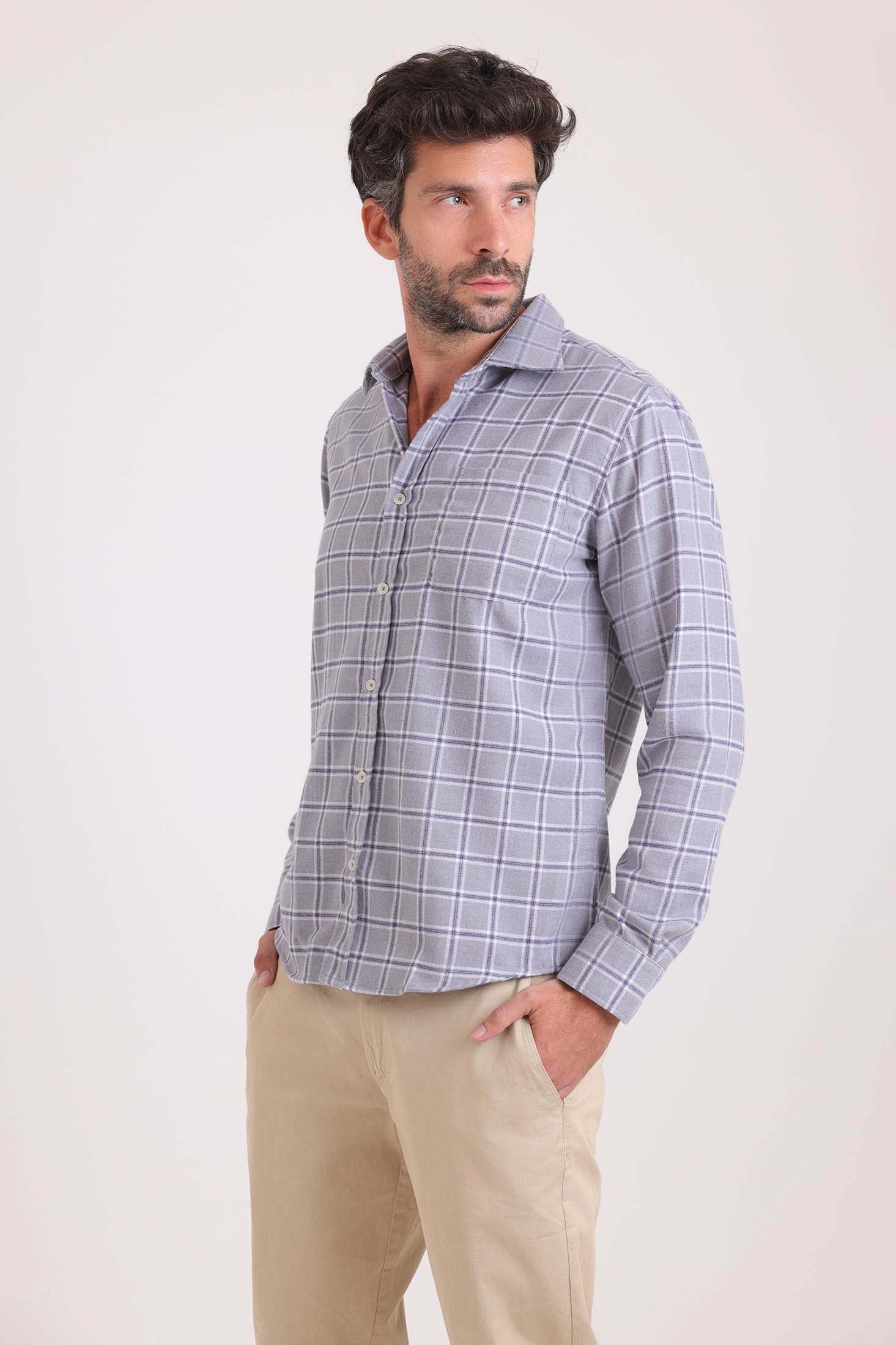 قميص كاجوال بقصة عادية بنقشة مربعات