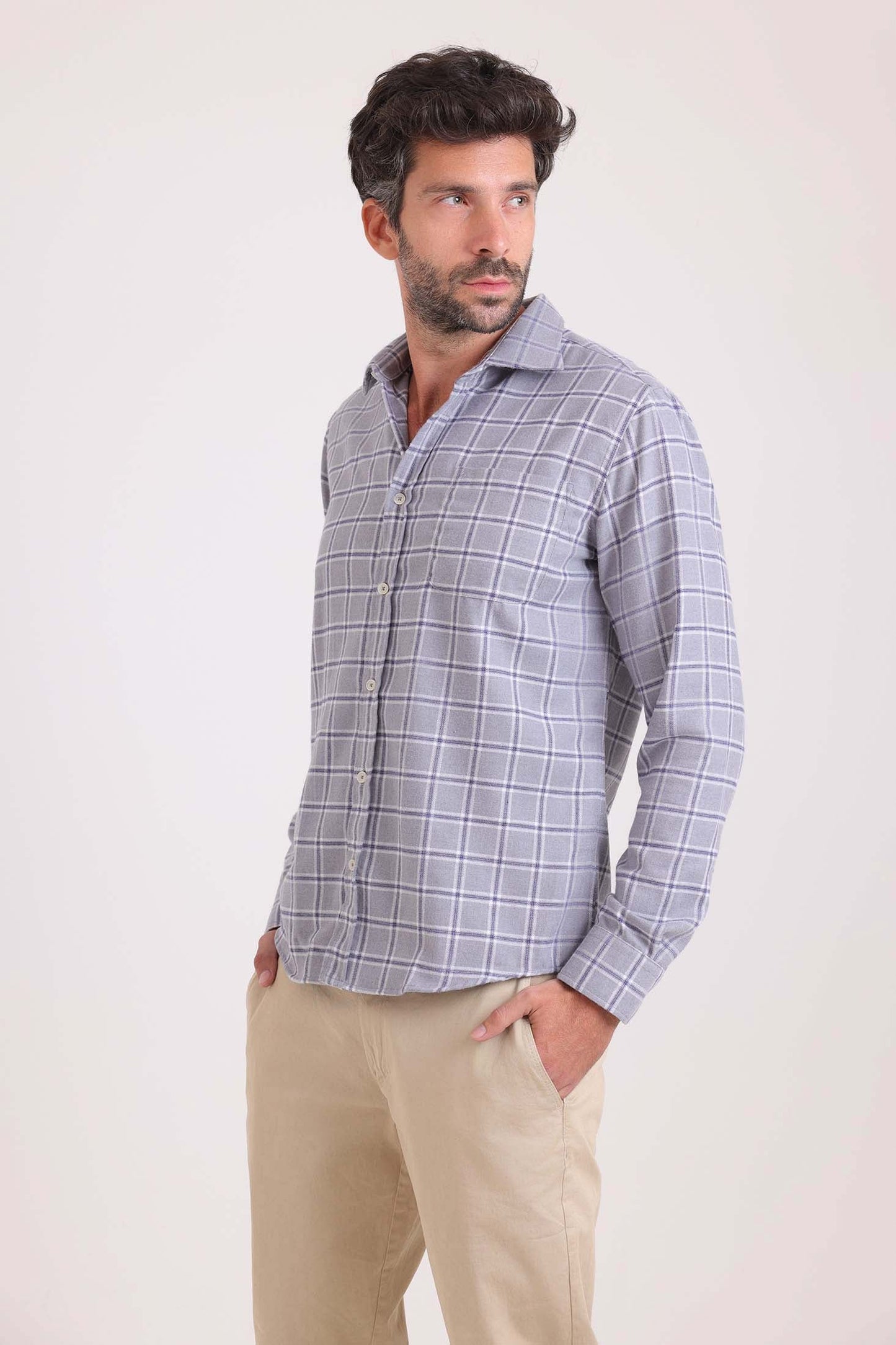 قميص كاجوال بقصة عادية بنقشة مربعات