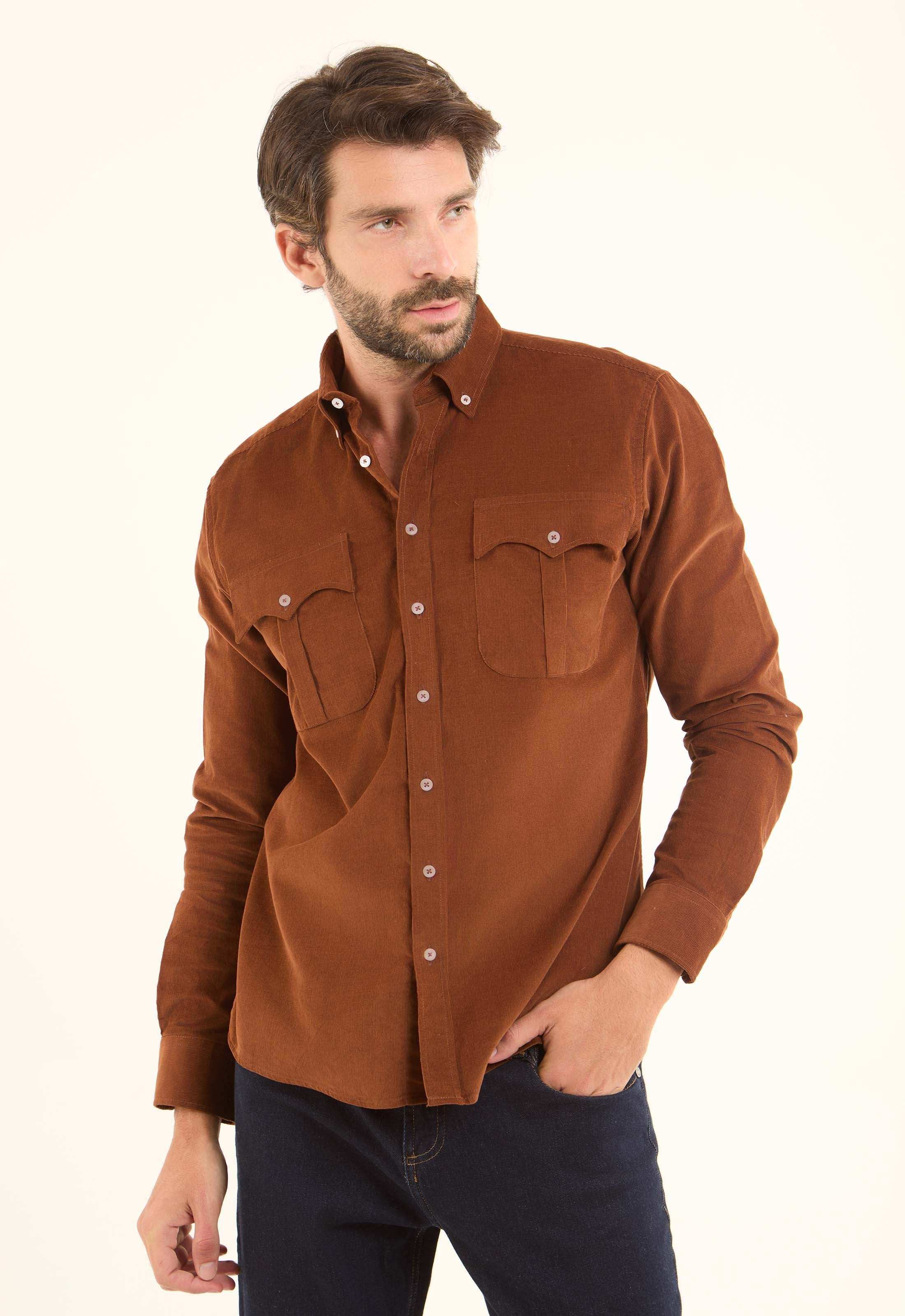 Casual Ribbed Long Sleeves Shirt with Pockets