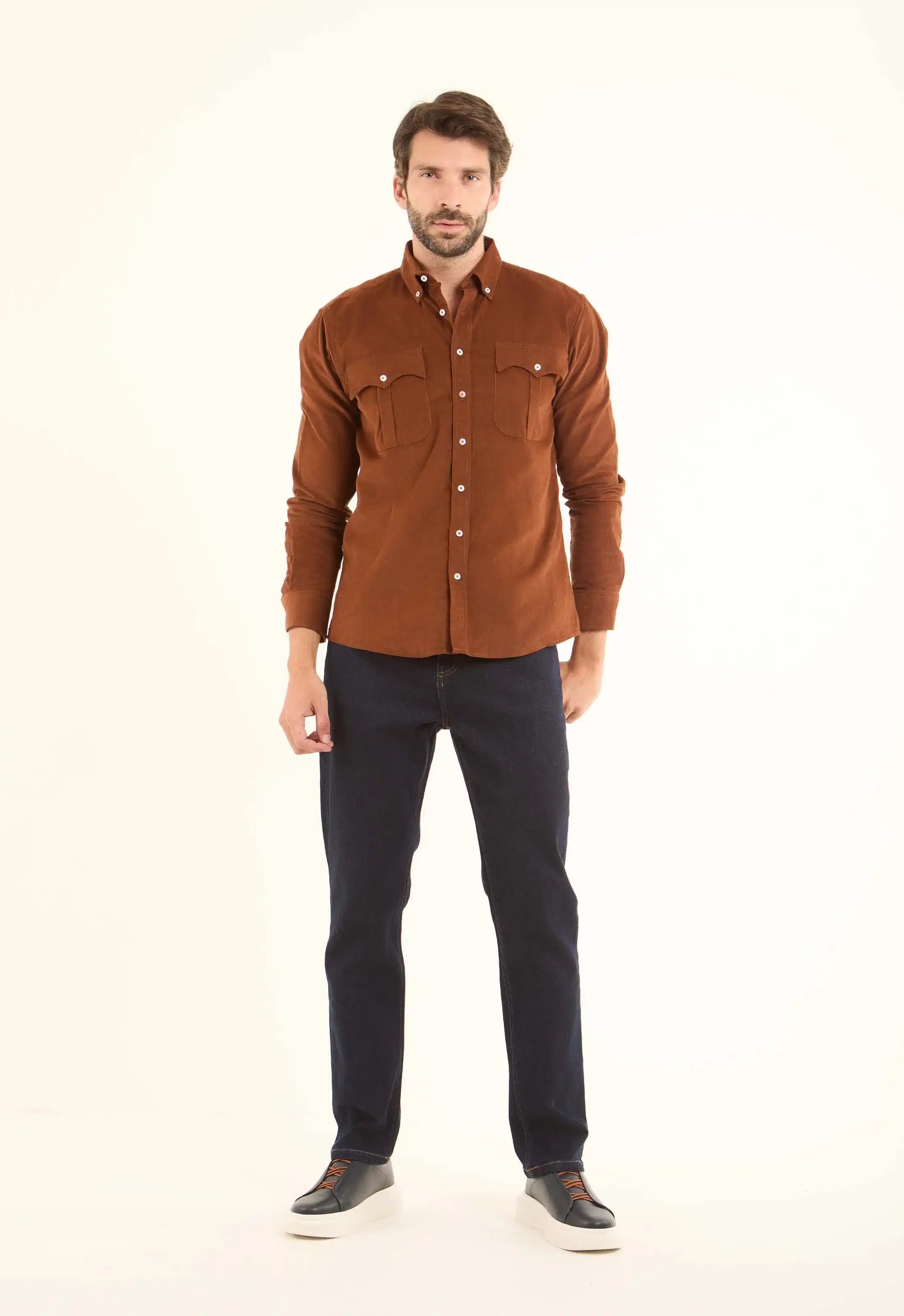 Casual Ribbed Long Sleeves Shirt with Pockets