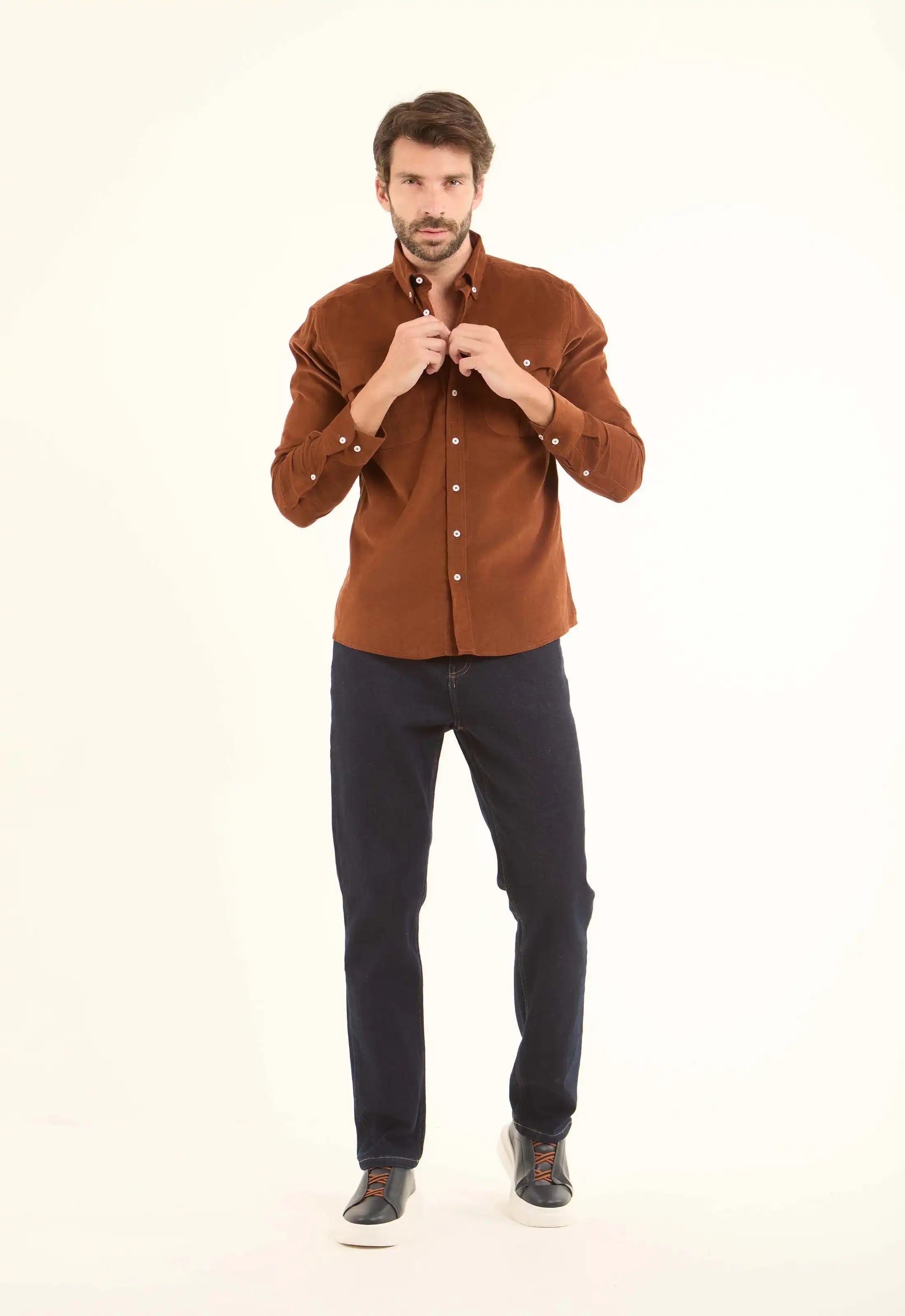 Casual Ribbed Long Sleeves Shirt with Pockets