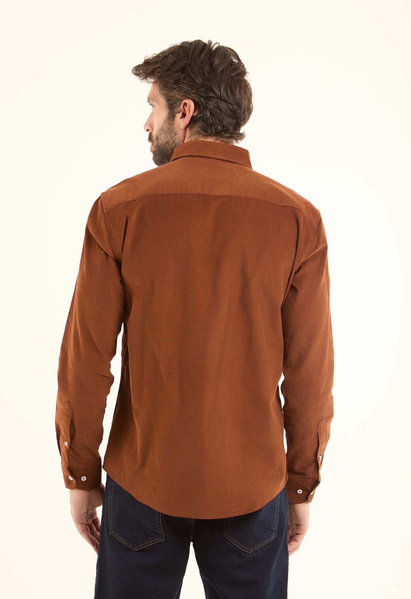 قميص كاجوال مضلع بأكمام طويلة وجيوب