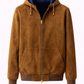 Suede-Texture Zip Hooded Jacket