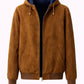 Suede-Texture Zip Hooded Jacket