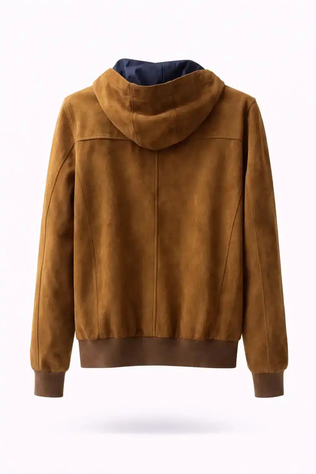 Suede-Texture Zip Hooded Jacket