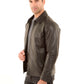Leather Zip Jacket with Classic Collar