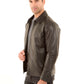 Leather Zip Jacket with Classic Collar
