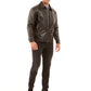 Leather Zip Jacket with Classic Collar