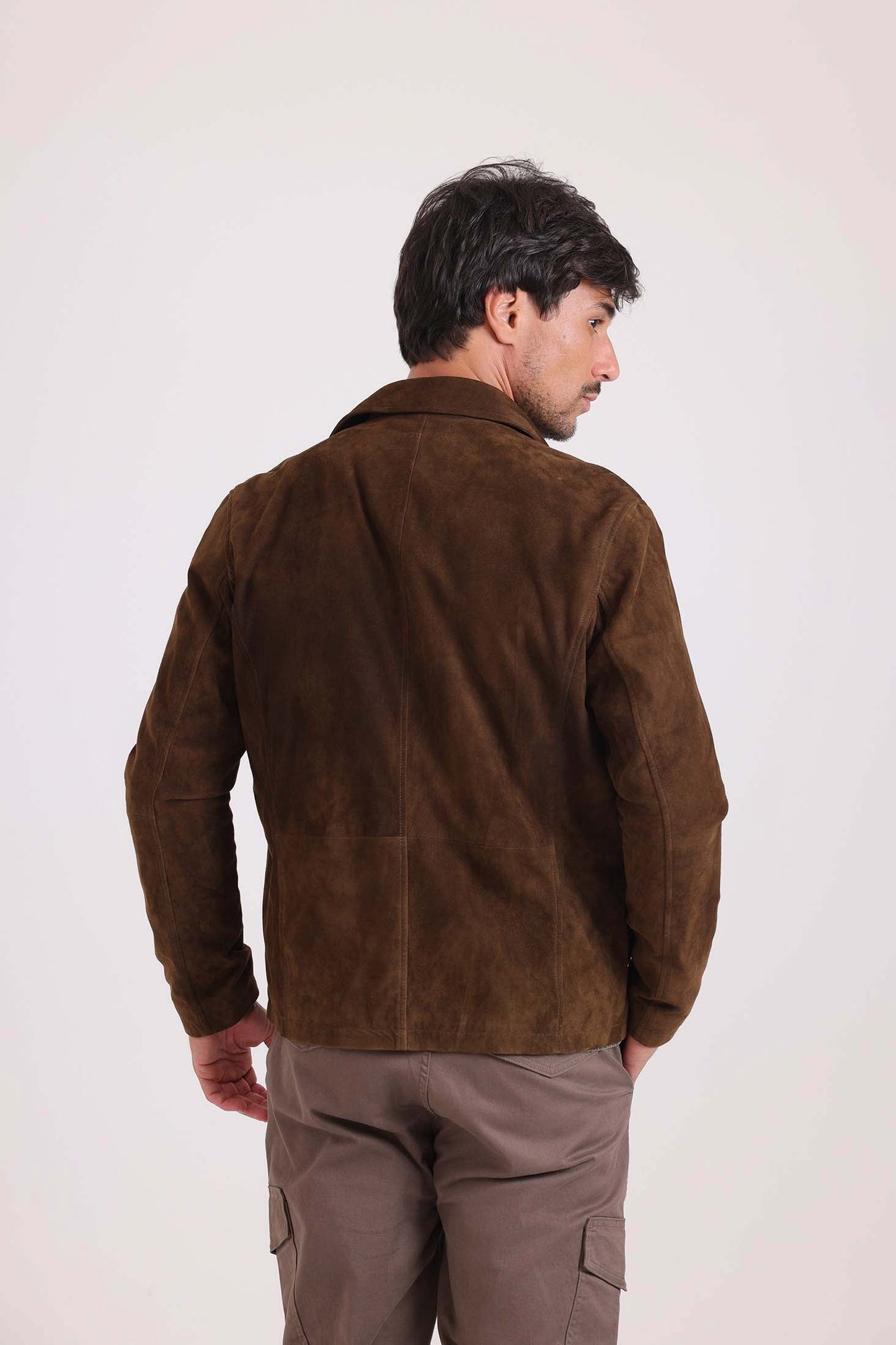 Classic Collar Zipped Suede Jacket