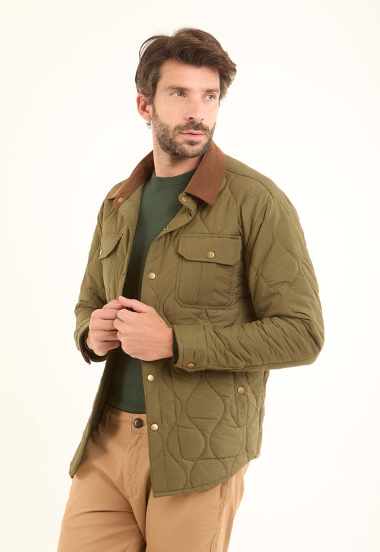 Quilted Field Jacket with Contrast Collar