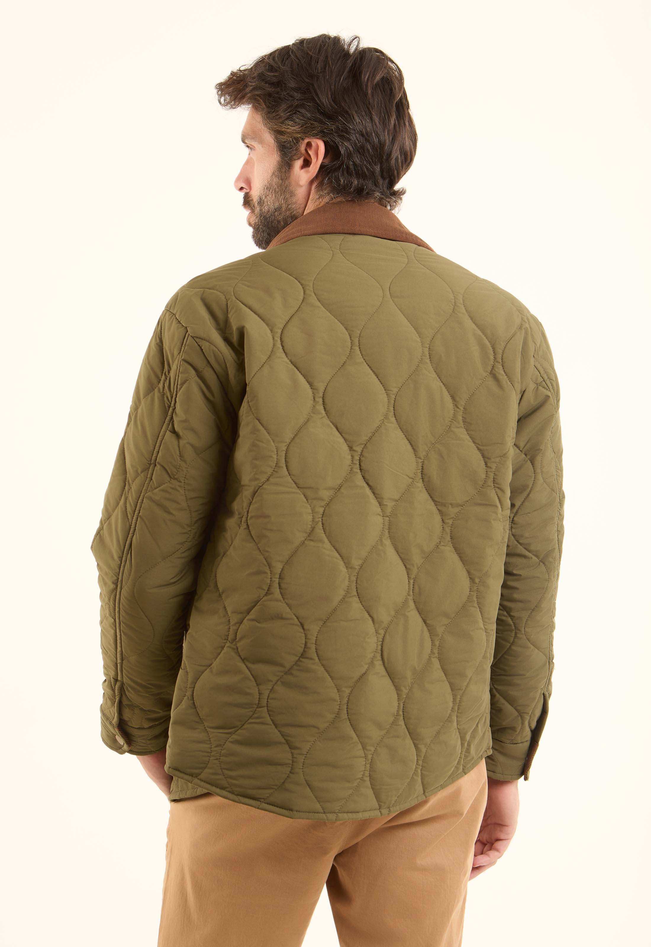 Quilted Field Jacket with Contrast Collar