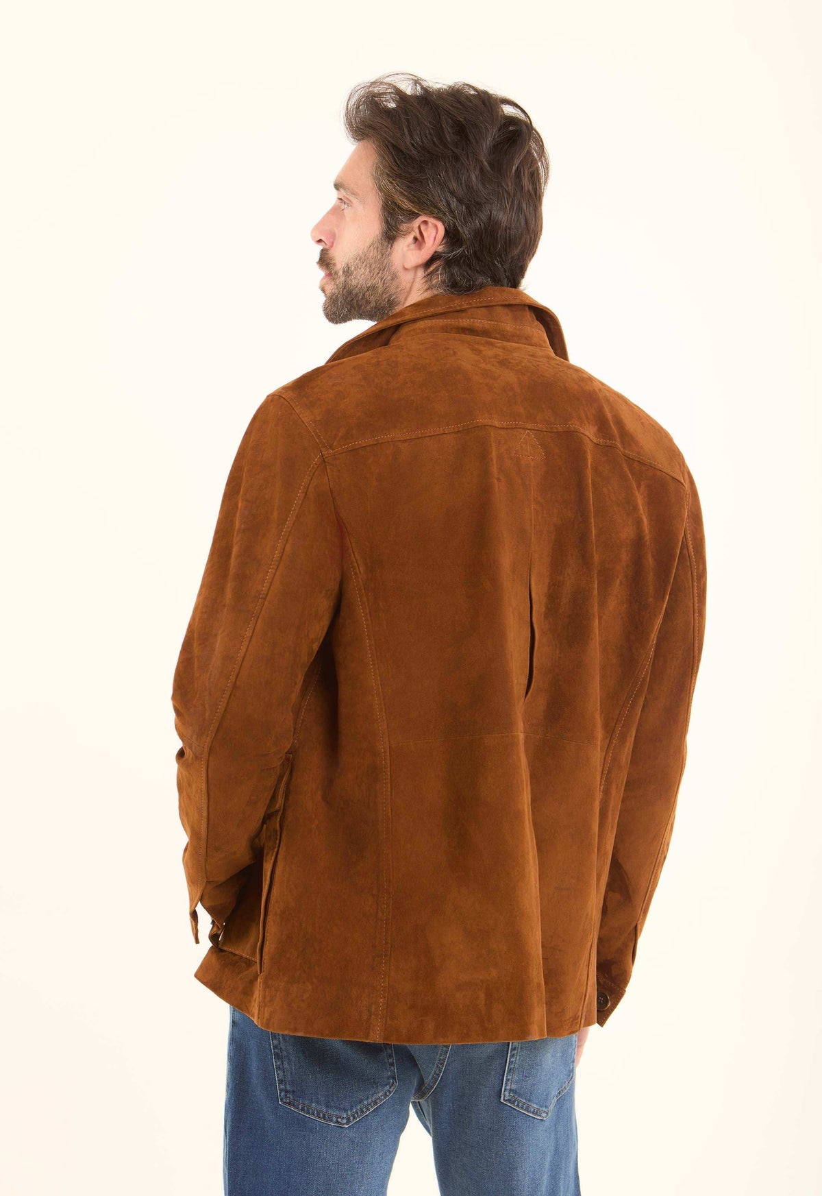 Suede-Texture Button-Up Jacket